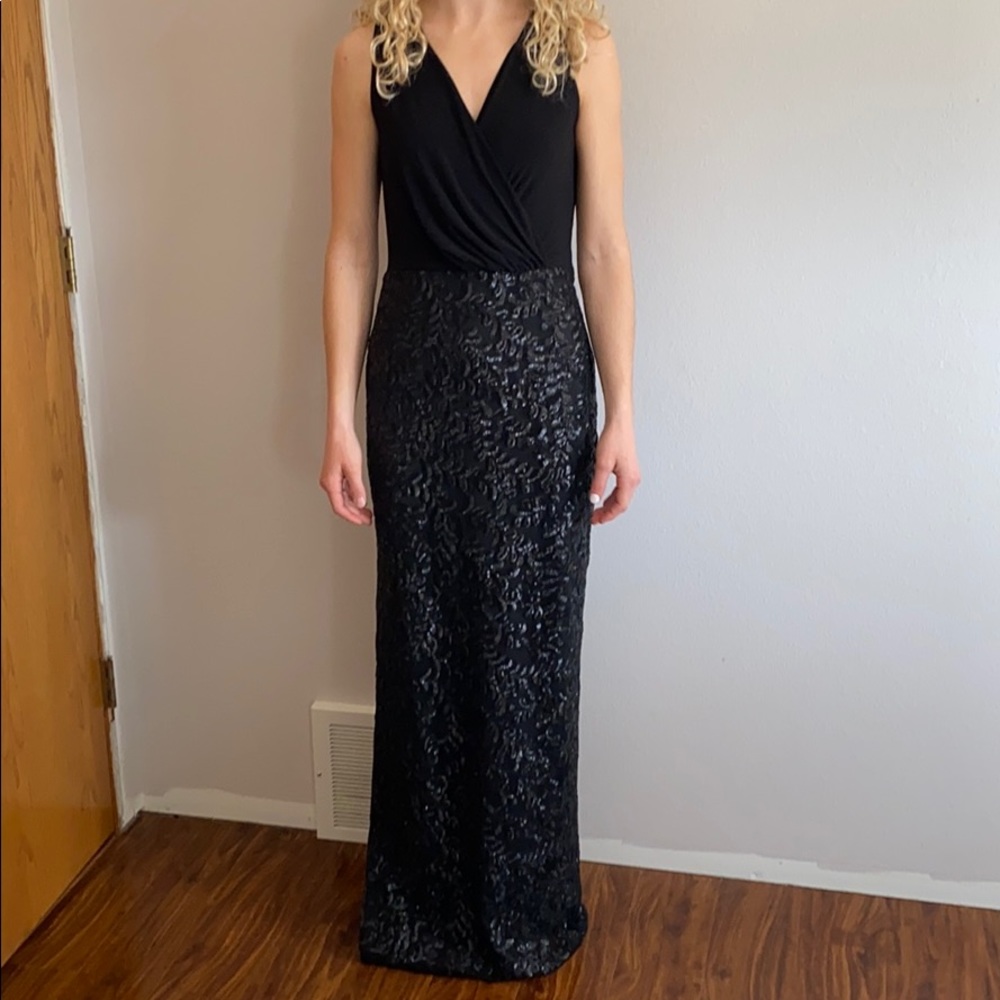 Aidan by Aidan Mattox V-Neck Sequined Formal Dress